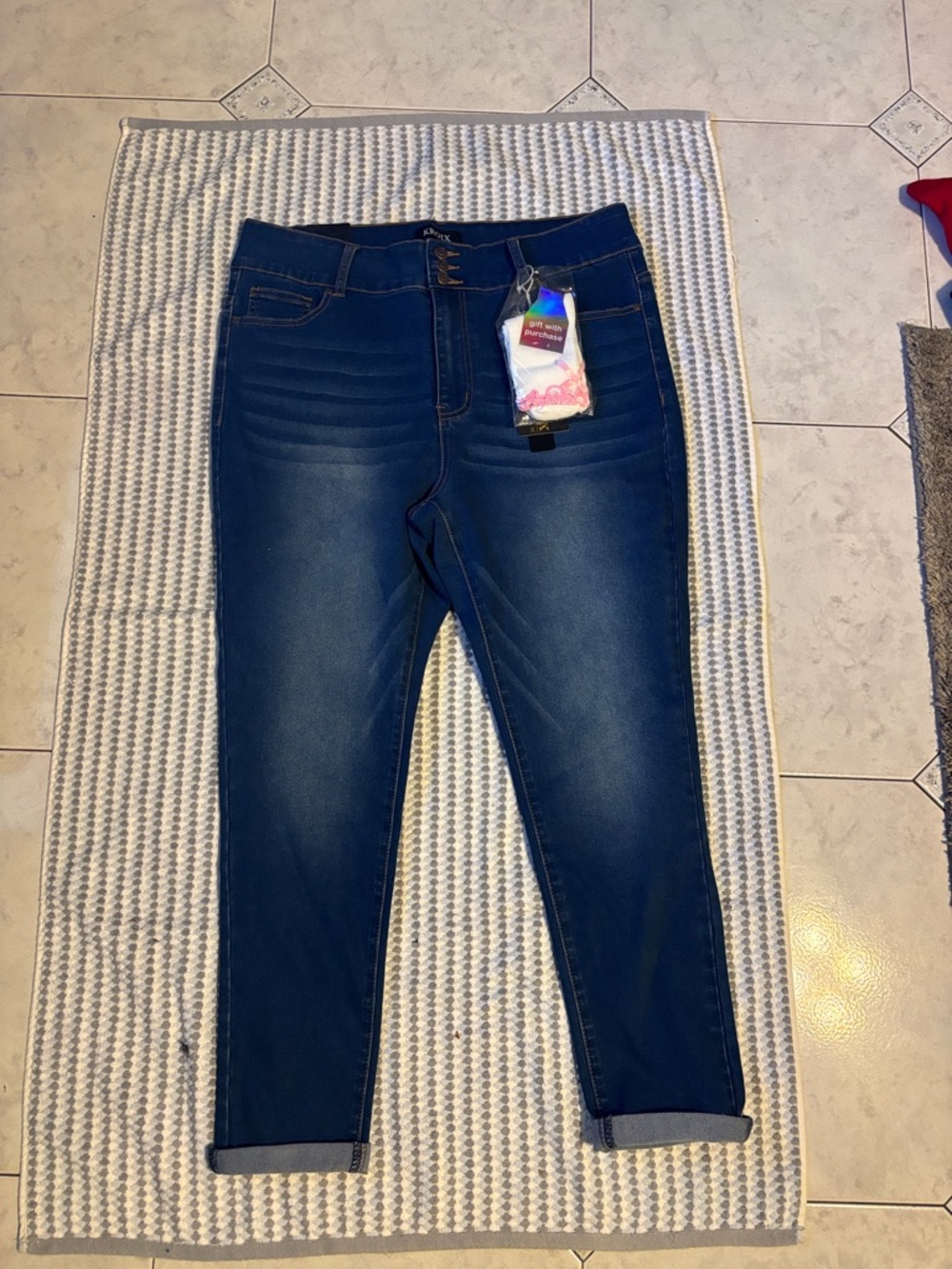 High-Rise Dark Blue Ankle Jeans for Women